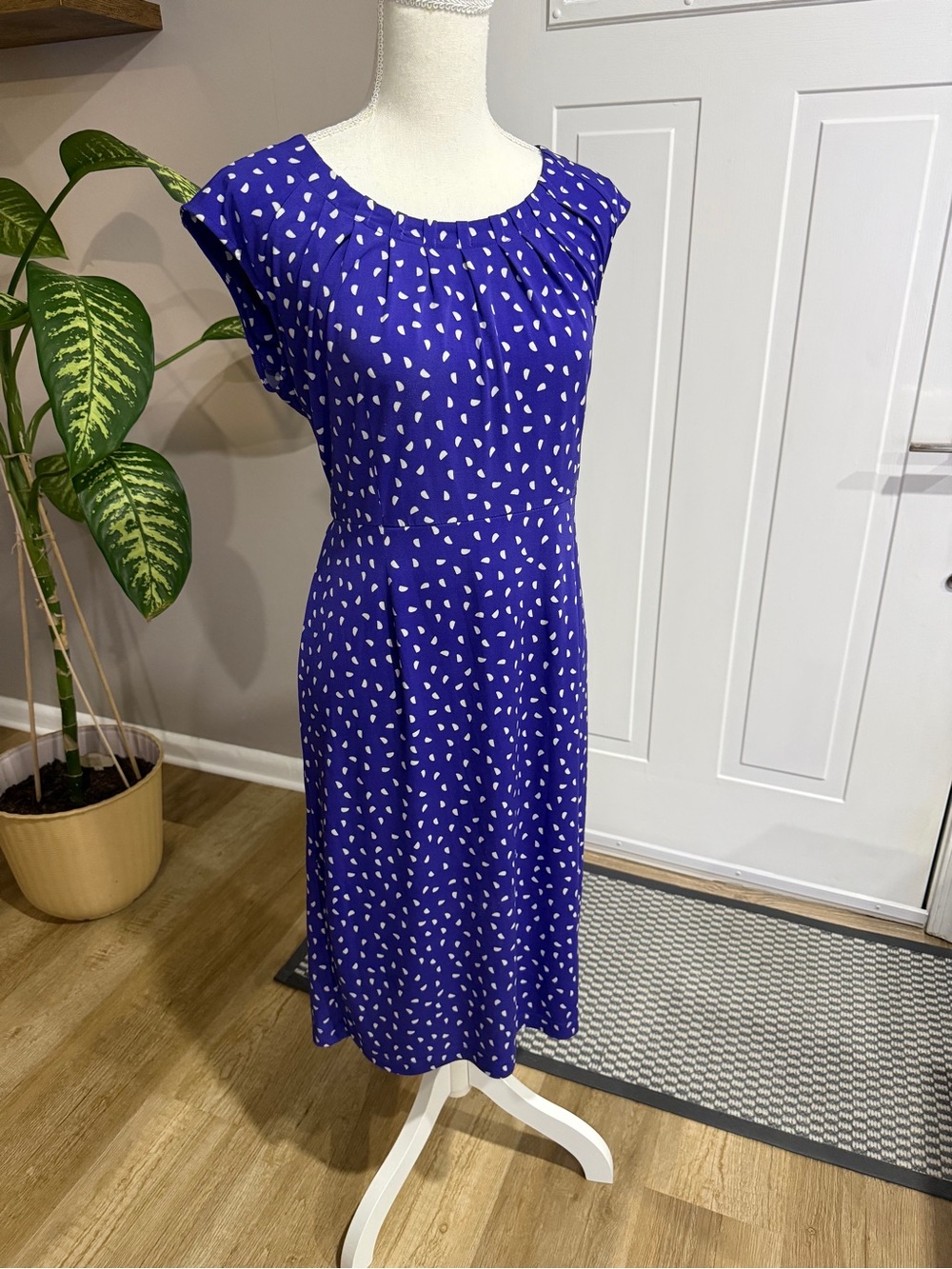 Charter Club Purple Cap-Sleeve Printed Midi Dress Size 10